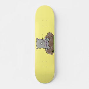 Niedliche Rhino-Cartoon-Abbildung Skateboard