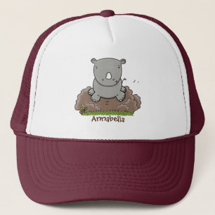 Niedliche Rhino-Cartoon-Abbildung Truckerkappe