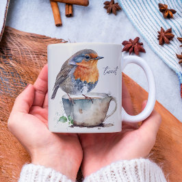 Niedliche Robin Orange Bird-Farbe Kaffeetasse