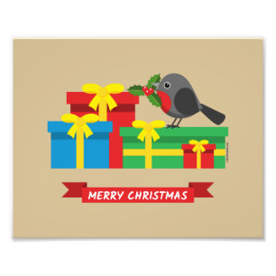 Niedliche Robin und die vier farbenfrohen Geschenk Fotodruck