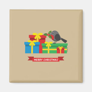 Niedliche Robin und die vier farbenfrohen Geschenk Magnet