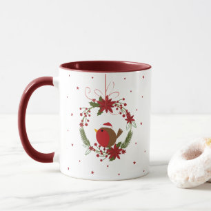 Niedliche Robin-Weihnachtsschmuck Tasse