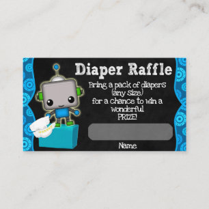 Niedliche Robot Baby Shower Diaper Raffle Tickets  Begleitkarte