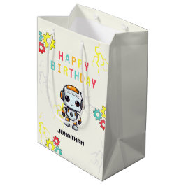 Niedliche Robot Boy Birthday Geschenktasche Mittlere Geschenktüte