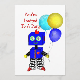 Niedliche Robot Boys Geburtstagsparty Einladungen