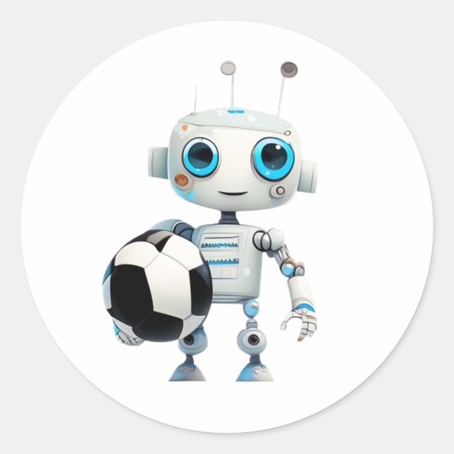 Niedliche Robot-Fußballmannschaft Runder Aufkleber (Vorderseite)