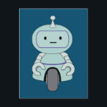 Niedliche Robot-Illustration Postkarte<br><div class="desc">Niedlicher und freundlicher Roboter mit einer Antenne auf seinem Kopf und einem handlichen Rad für die Bewegung. Seine Arme haben Klammern zum Greifen von Dingen und haben ein angenehmes,  emotionsloses Gesicht.</div>