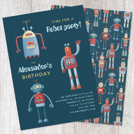 Niedliche Robot Kindergeburtstag-Party Einladung