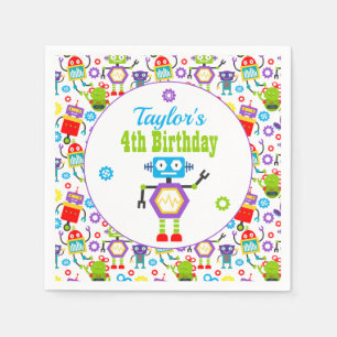 Niedliche Robot-ThemenGeburtstagsparty Serviette