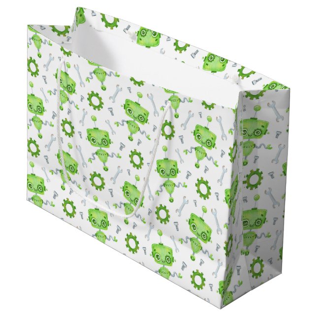 Niedliche Roboter-Geschenktasche Große Geschenktüte (Vorderseite Schrägansicht)