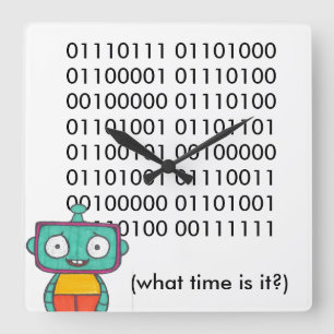 Niedliche Roboteruhr - Binär Quadratische Wanduhr