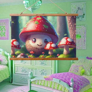 Niedliche Rollstühle im Wald - viel Glück Wandteppich Mit Holzrahmen