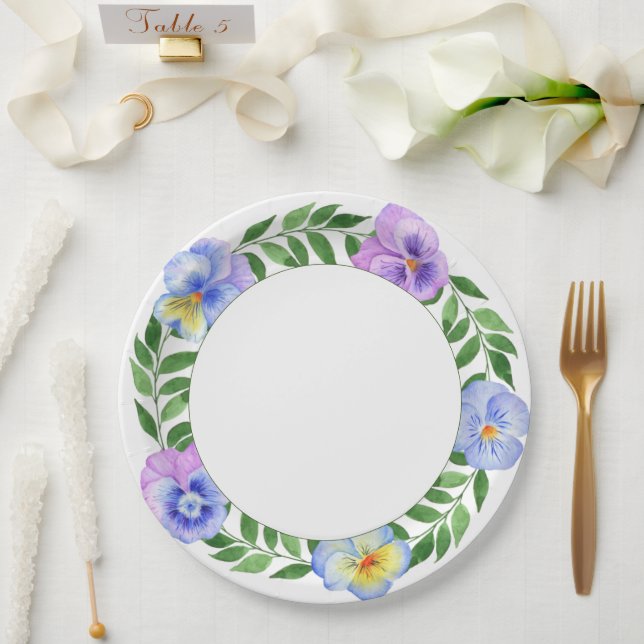 Niedliche romantische Aquarell-Blume Geburtstagspa Pappteller (Hochzeit)