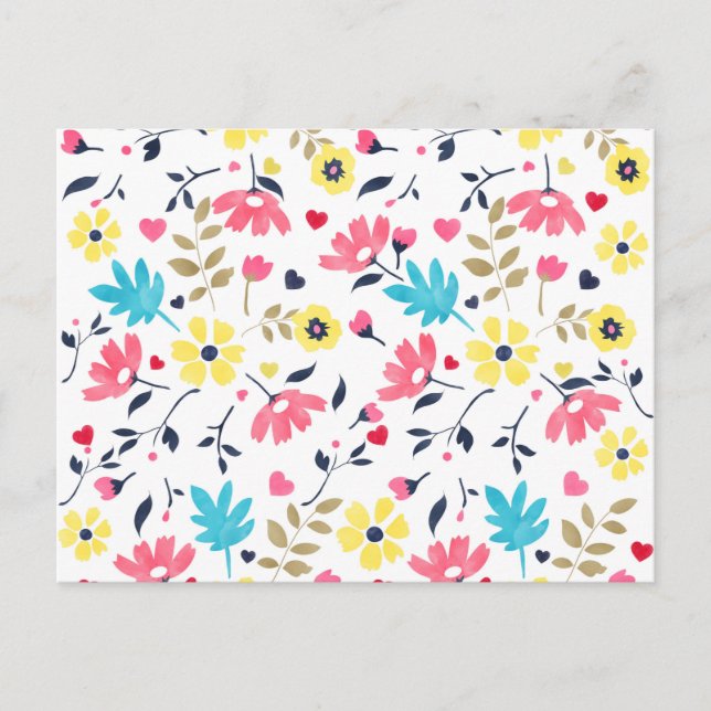 Niedliche romantische Blume Herz Aquarellfarbe Postkarte (Vorderseite)