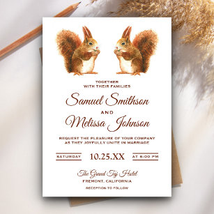 Niedliche romantische Eichhörnchen zum Hochzeitsem Einladung