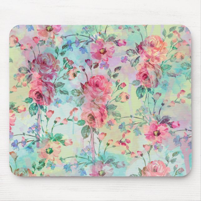 Niedliche romantische Rose mit Blumenfarbe Wasserf Mousepad (Vorne)