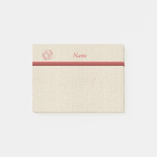 Niedliche romantische sanfte Rose personalisiert Post-it Klebezettel (Vorderseite)