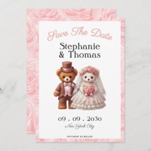 Niedliche romantische Teddybärengroom und Brauthoc Save The Date