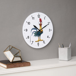 Niedliche Rooster Big Eyes  Große Wanduhr