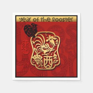 Niedliche Rooster Chinese New Year Zodiac Birthday Serviette