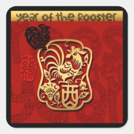 Niedliche Rooster Chinesisch Neujahr Zodiac Birthd Quadratischer Aufkleber