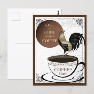 Niedliche Rooster-Kaffeeschrift Postkarte
