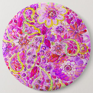 Niedliche, rosa abstrakte Blume Button