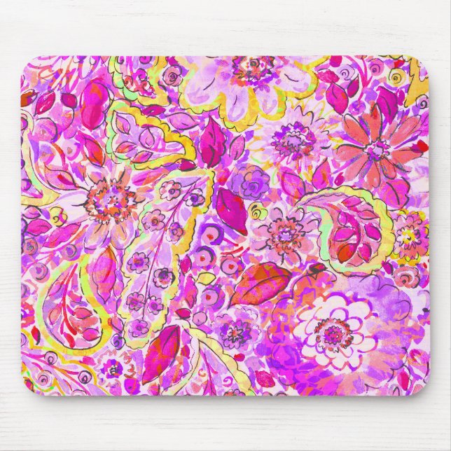 Niedliche, rosa abstrakte Blume Mousepad (Vorne)