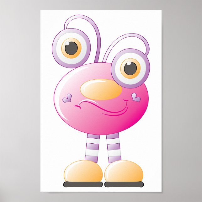 Niedliche rosa Alien mit großen Augen Poster (Von Creator hochgeladen)