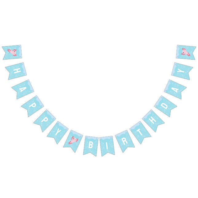 Niedliche Rosa Axolotl Unterwasser Geburtstagspart Wimpelkette (Alle)