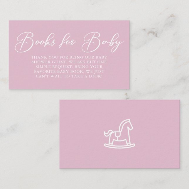 Niedliche Rosa Baby Dusche Minimalistische Bücher  Begleitkarte (Vorne/Hinten)
