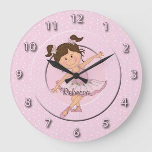 Niedliche rosa Ballerina 2 Große Wanduhr
