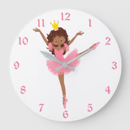 Niedliche rosa Ballerina-Kinder Große Wanduhr