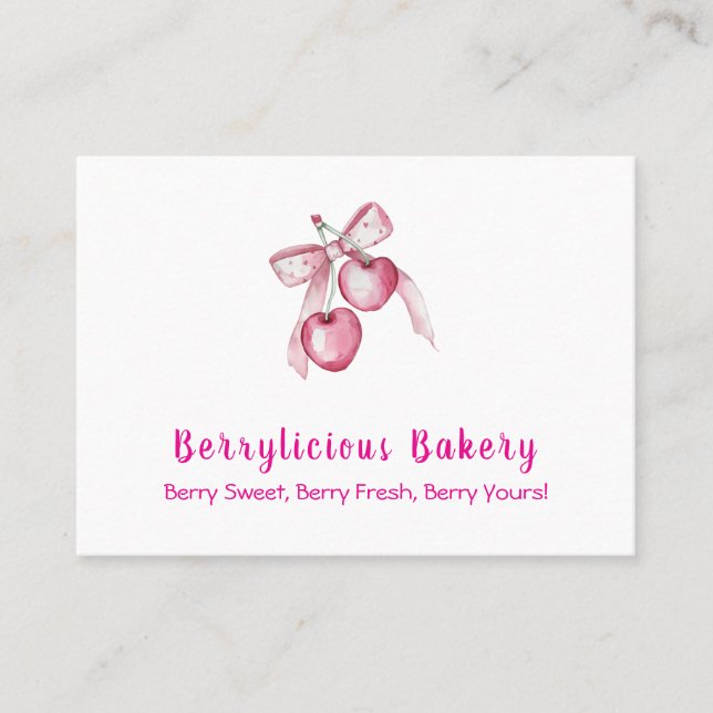 Niedliche Rosa Beeren aus Aquakultur Bakery Busine Visitenkarte (Vorderseite)