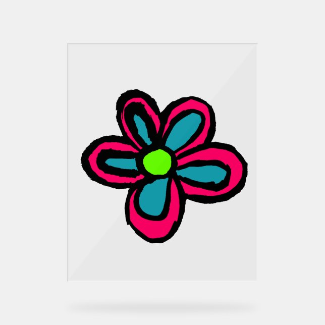 Niedliche rosa Blume Acrylschild (Vorderseite)