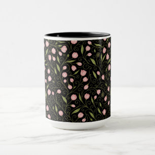 Niedliche, rosa Blume auf schwarz mit sich wiederh Tasse