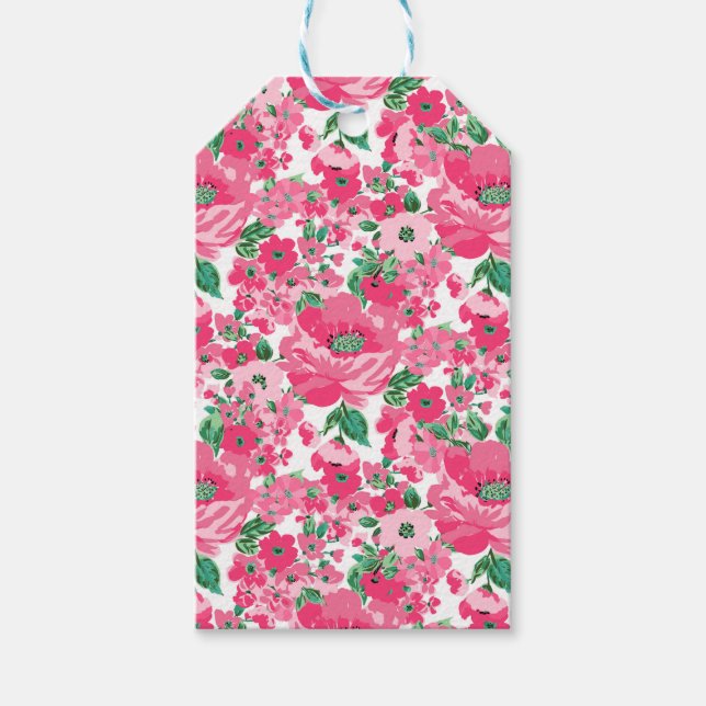 Niedliche, rosa Blume Elegantes Weißes Design Geschenkanhänger (Vorderseite)