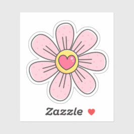 Niedliche rosa Blume mit Herz Aufkleber