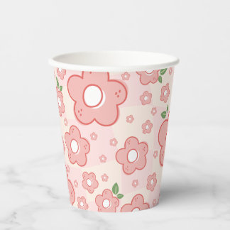 Niedliche rosa Blume Party Paper Cups Pappbecher
