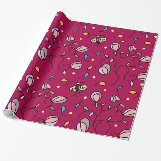 Niedliche rosa Blume und Schmetterlinge nahtlos Geschenkpapier
