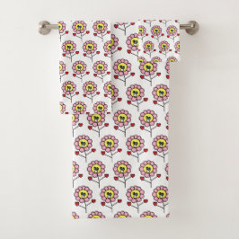 Niedliche rosa Blumen-Muster-Mädchen Badhandtuch Set