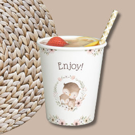 Niedliche Rosa Blumenwaldlandkuchen Kinderdusche Pappbecher