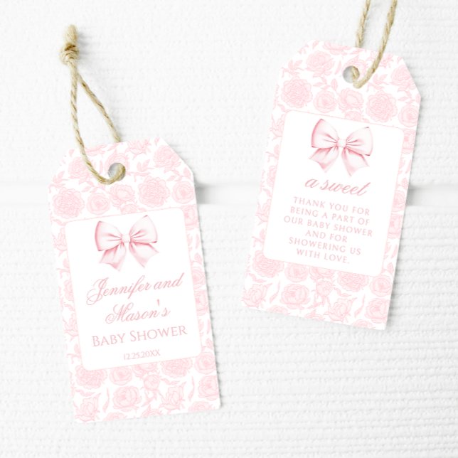 Niedliche Rosa-Bogen Blumenbrause Mädchen Dusche D Geschenkanhänger (Von Creator hochgeladen)