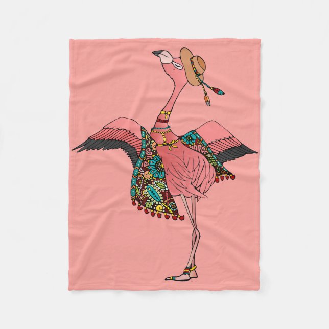 Niedliche Rosa Boho Flamingo Girl's Bedroom Deco Fleecedecke (Vorderseite)