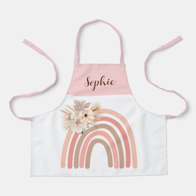 Niedliche Rosa Boho Regenbogen Girls All-over Prin Schürze (Vorderseite)