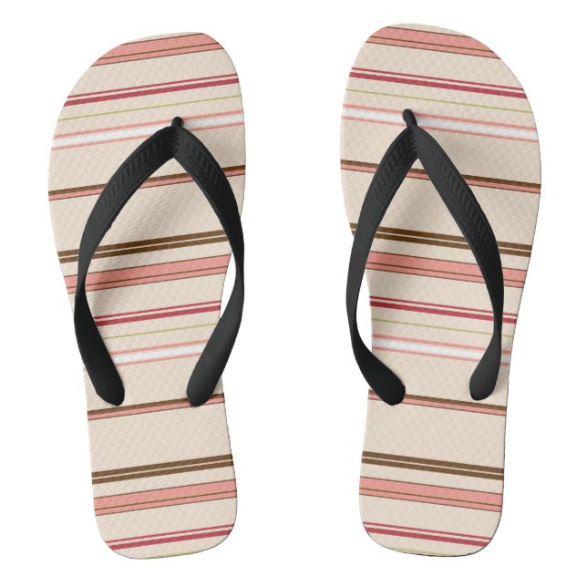 Niedliche rosa braune Streifen Flip Flops (Fußbett)