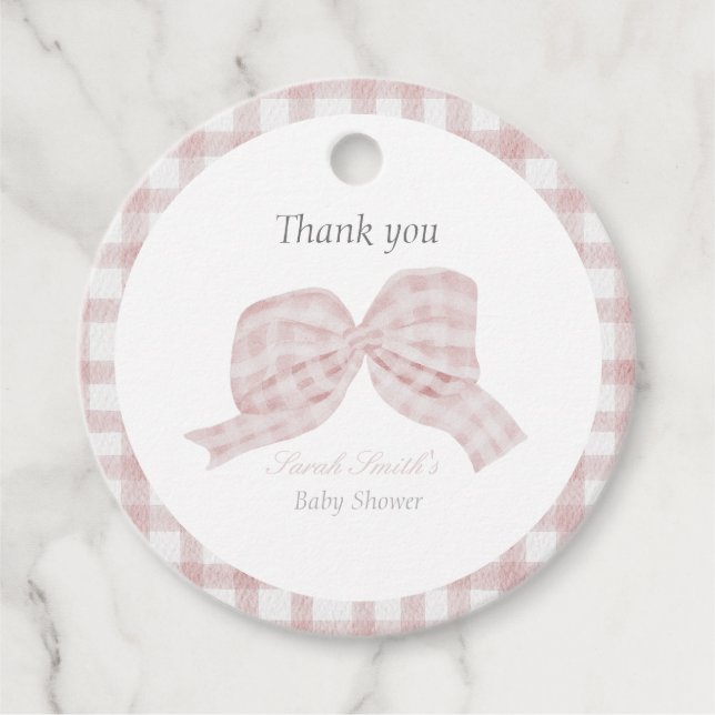 Niedliche Rosa Bugband Babydusche Geschenkanhänger (Vorderseite)