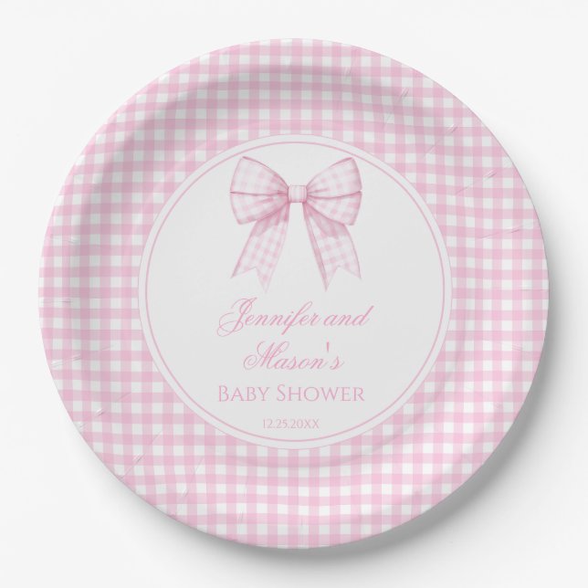 Niedliche Rosa Bugband Babydusche Pappteller (Vorderseite)