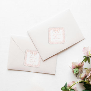 Niedliche Rosa Bugband Böhmische Babydusche Quadratischer Aufkleber