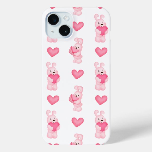 Niedliche rosa Bunnies mit Herz-Muster Case-Mate iPhone Hülle (Rückseite)